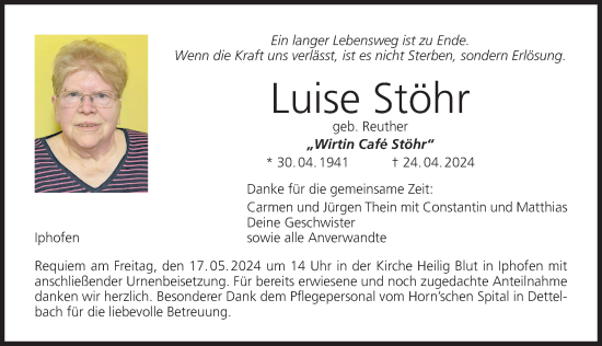 Anzeige von Luise Stöhr von MGO