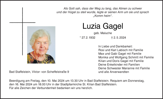 Anzeige von Luzia Gagel von MGO