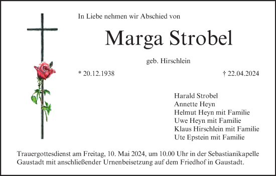 Anzeige von Marga Strobel von MGO