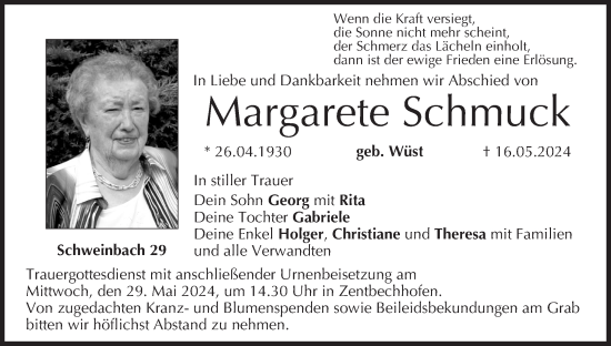 Anzeige von Margarete Schmuck von MGO