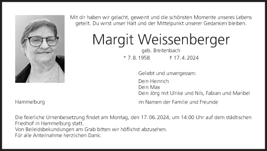Anzeige von Margit Weissenberger von MGO