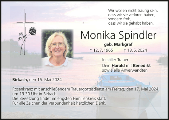 Anzeige von Monika Spindler von MGO