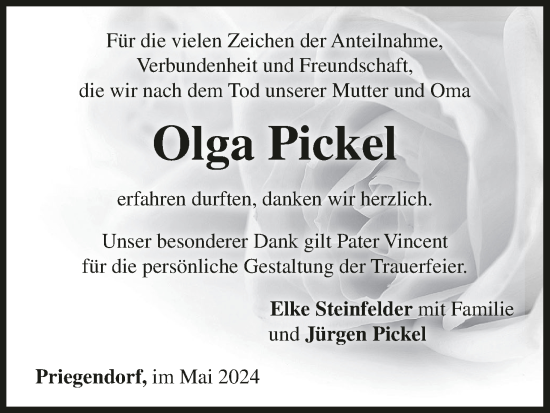 Anzeige von Olga Pickel von MGO