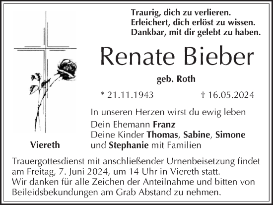 Anzeige von Renate Bieber von MGO