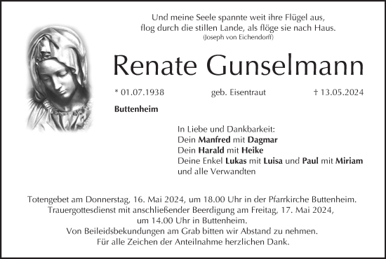 Anzeige von Renate Gunselmann von MGO