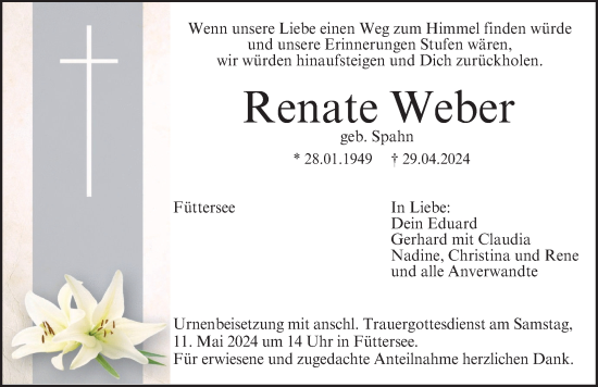 Anzeige von Renate Weber von MGO