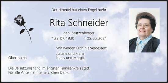 Anzeige von Rita Schneider von MGO