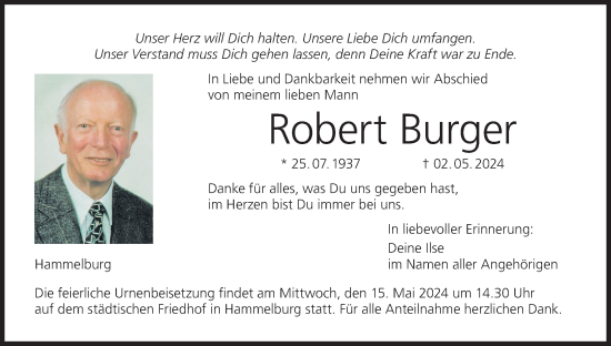 Anzeige von Robert Burger von MGO