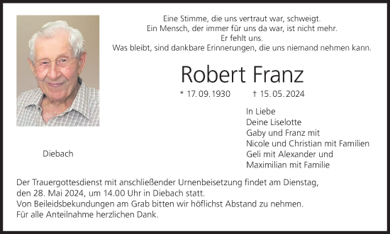 Anzeige von Robert Franz von MGO