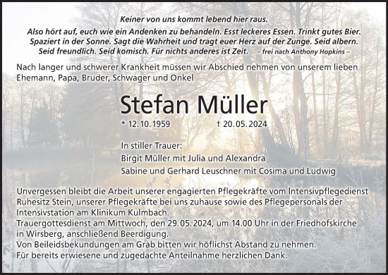 Anzeige von Stefan Müller von MGO