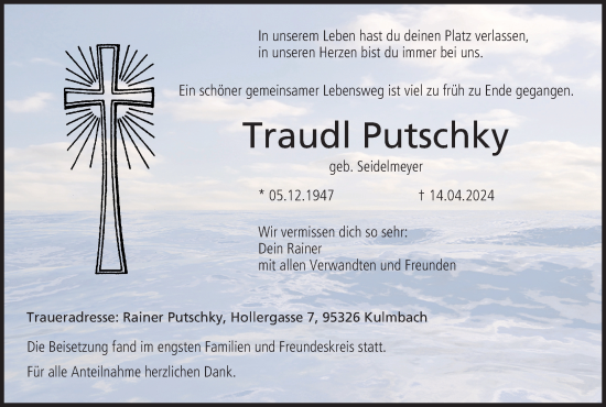 Anzeige von Traudl Putschky von MGO