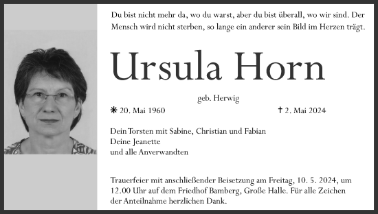 Anzeige von Ursula Horn von MGO