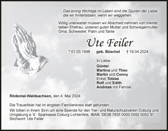 Anzeige von Ute Feiler von MGO