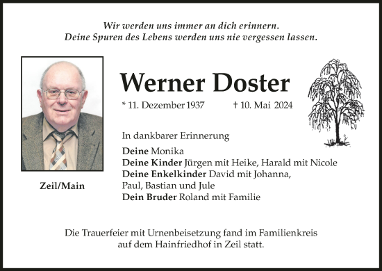Anzeige von Werner Doster von MGO