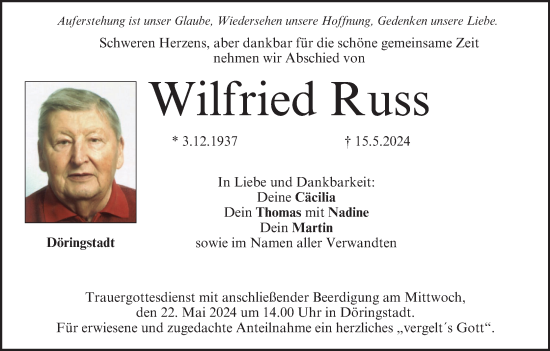 Anzeige von Wilfried Russ von MGO