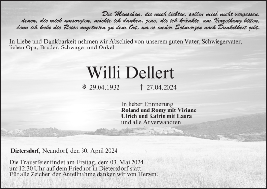 Anzeige von Willi Dellert von MGO