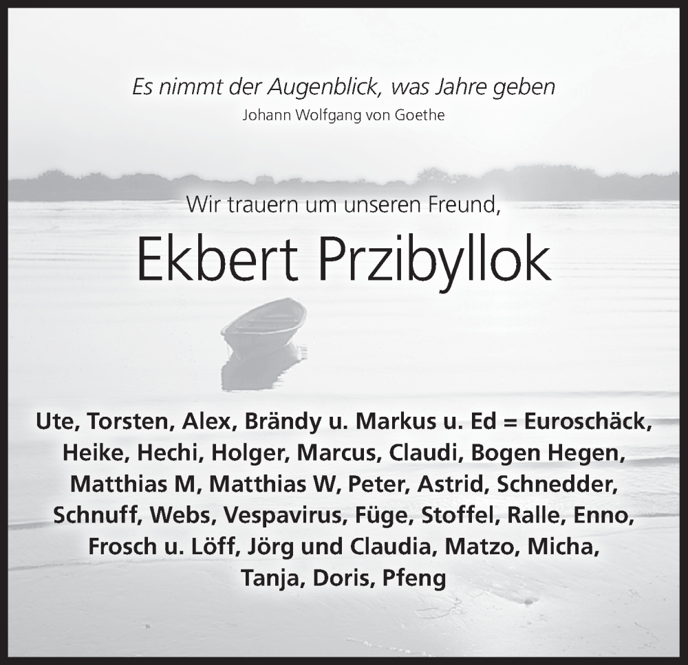  Traueranzeige für Ekbert Nikolaus Rochus Przibyllok vom 04.06.2024 aus MGO