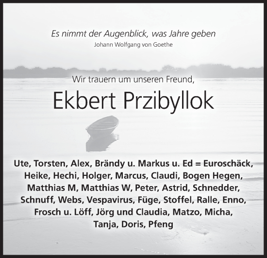 Anzeige von Ekbert Nikolaus Rochus Przibyllok von MGO