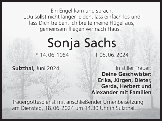 Anzeige von Sonja Sachs von MGO