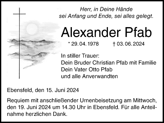 Anzeige von Alexander Pfab von MGO