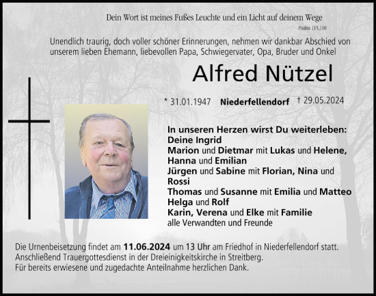 Anzeige von Alfred Nützel von MGO
