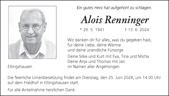 Anzeige von Alois Renninger von MGO