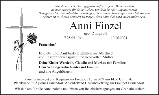 Anzeige von Anni Finzel von MGO