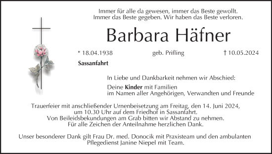 Anzeige von Barbara Häfner von MGO
