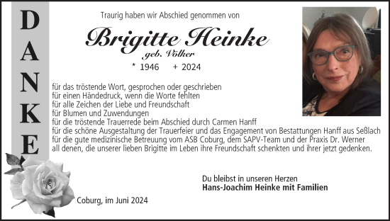 Anzeige von Brigitte Heinke von MGO