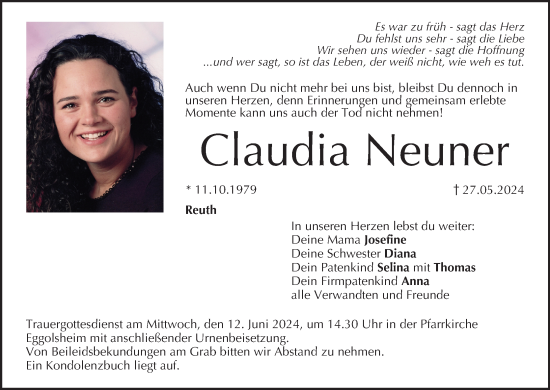 Anzeige von Claudia Neuner von MGO