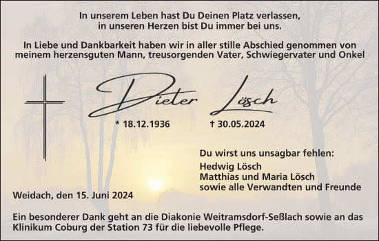 Anzeige von Dieter Lösch von MGO