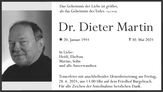 Anzeige von Dieter Martin von MGO