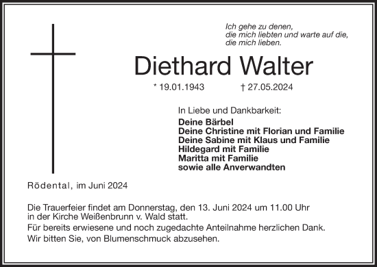 Anzeige von Diethard Walter von MGO