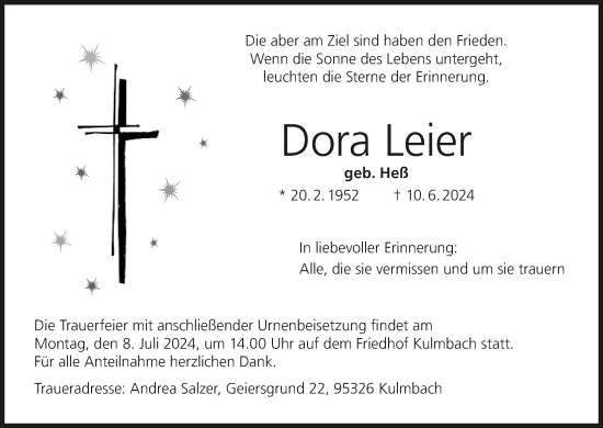 Anzeige von Dora Leier von MGO
