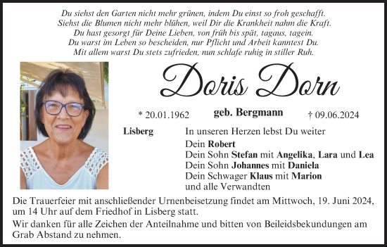 Anzeige von Doris Dorn von MGO