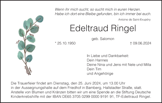 Anzeige von Edeltraud Ringel von MGO