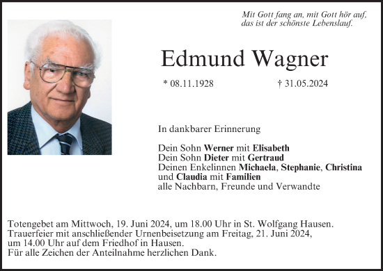 Anzeige von Edmund Wagner von MGO