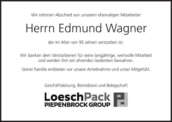 Anzeige von Edmund Wagner von MGO
