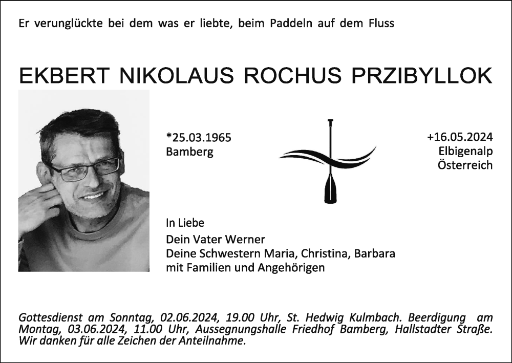  Traueranzeige für Ekbert Nikolaus Rochus Przibyllok vom 01.06.2024 aus MGO