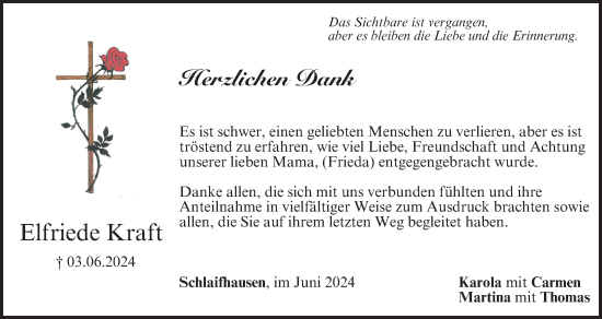 Anzeige von Elfriede Kraft von MGO