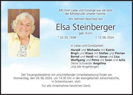 Anzeige von Elsa Steinberger von MGO
