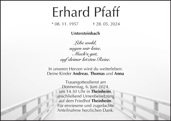 Anzeige von Erhard Pfaff von MGO