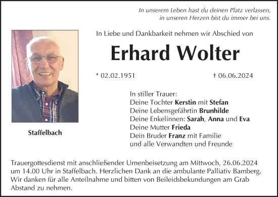 Anzeige von Erhard Wolter von MGO