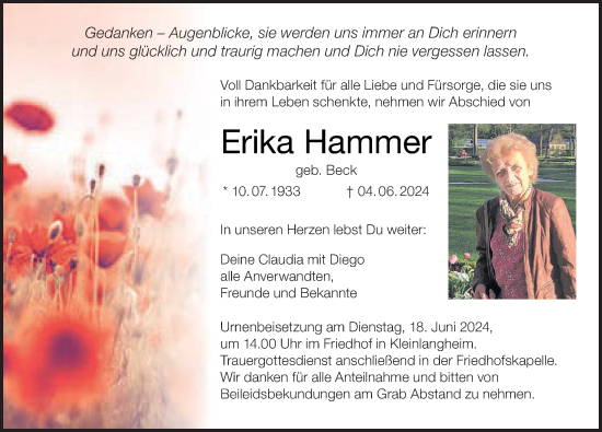 Anzeige von Erika Hammer von MGO