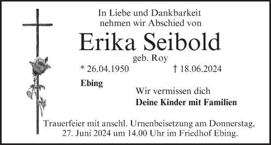 Anzeige von Erika Seibold von MGO