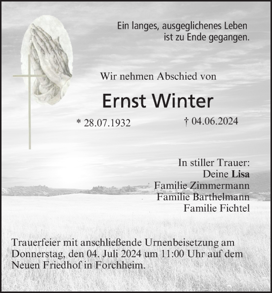Anzeige von Ernst Winter von MGO