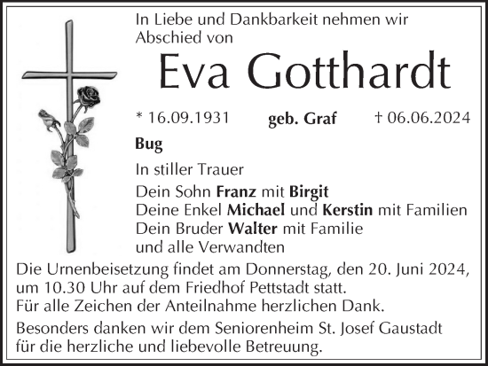 Anzeige von Eva Gotthardt von MGO