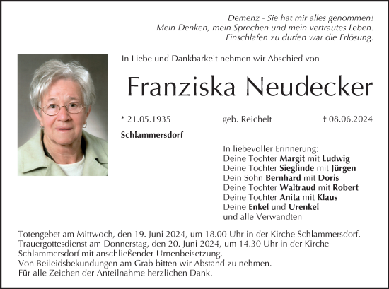 Anzeige von Franziska Neudecker von MGO