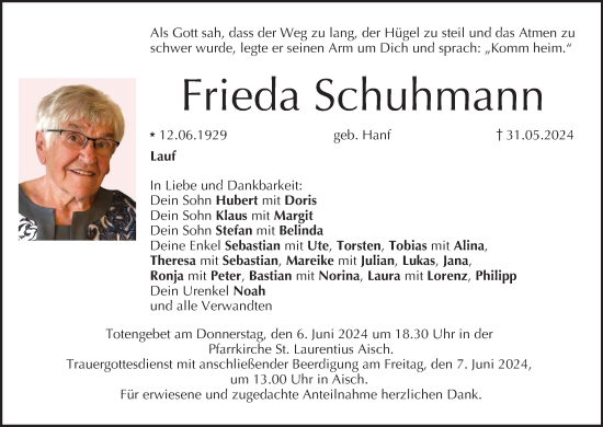 Anzeige von Frieda Schuhmann von MGO