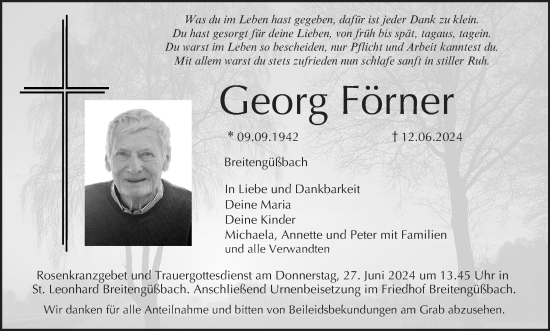Anzeige von Georg Förner von MGO